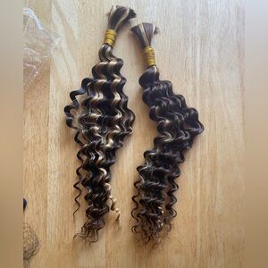 HUMAN HAIR Braiding Bundles Brown with Blonde Deep Wave 18in 100g